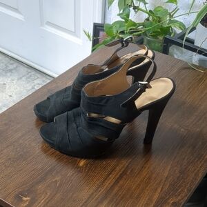 Nine West Black Strappy Heels
